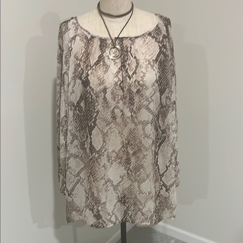 Chico's Snake Print Blouse - Brown and Cream